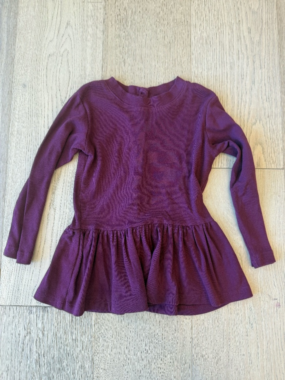 Kate Quinn Organic Cotton Ribbed Peplum Top Burgundy 5Y EUC
